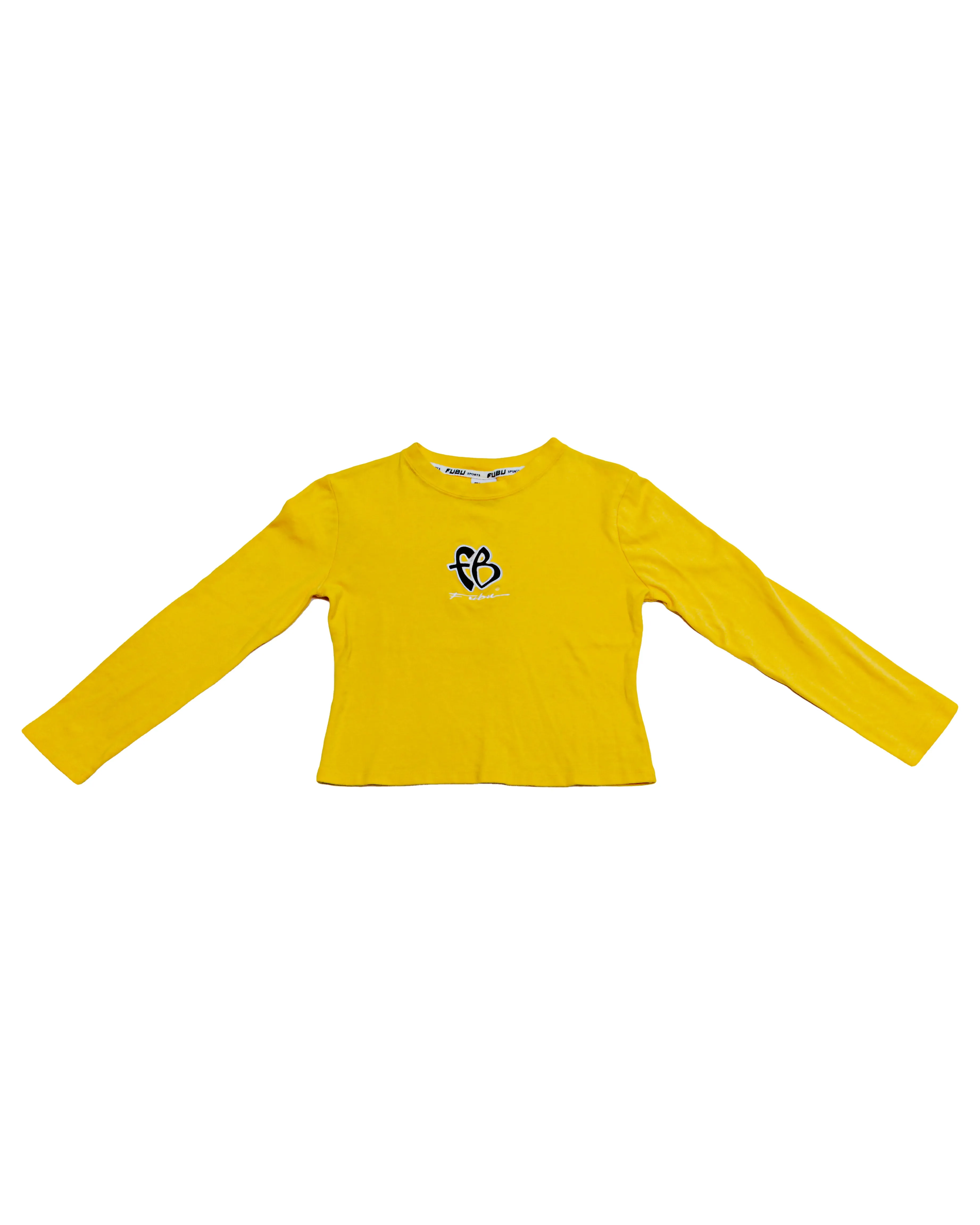 1990s FUBU "The Collection" Yellow Vintage Long Sleeve Crop Shirt