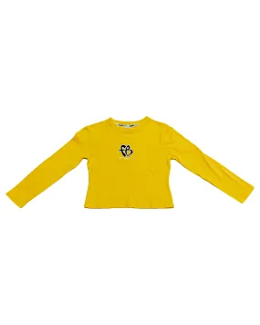 1990s FUBU "The Collection" Yellow Vintage Long Sleeve Crop Shirt