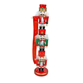 3 Tier Stacked Wooden Nutcracker Christmas Table Décor