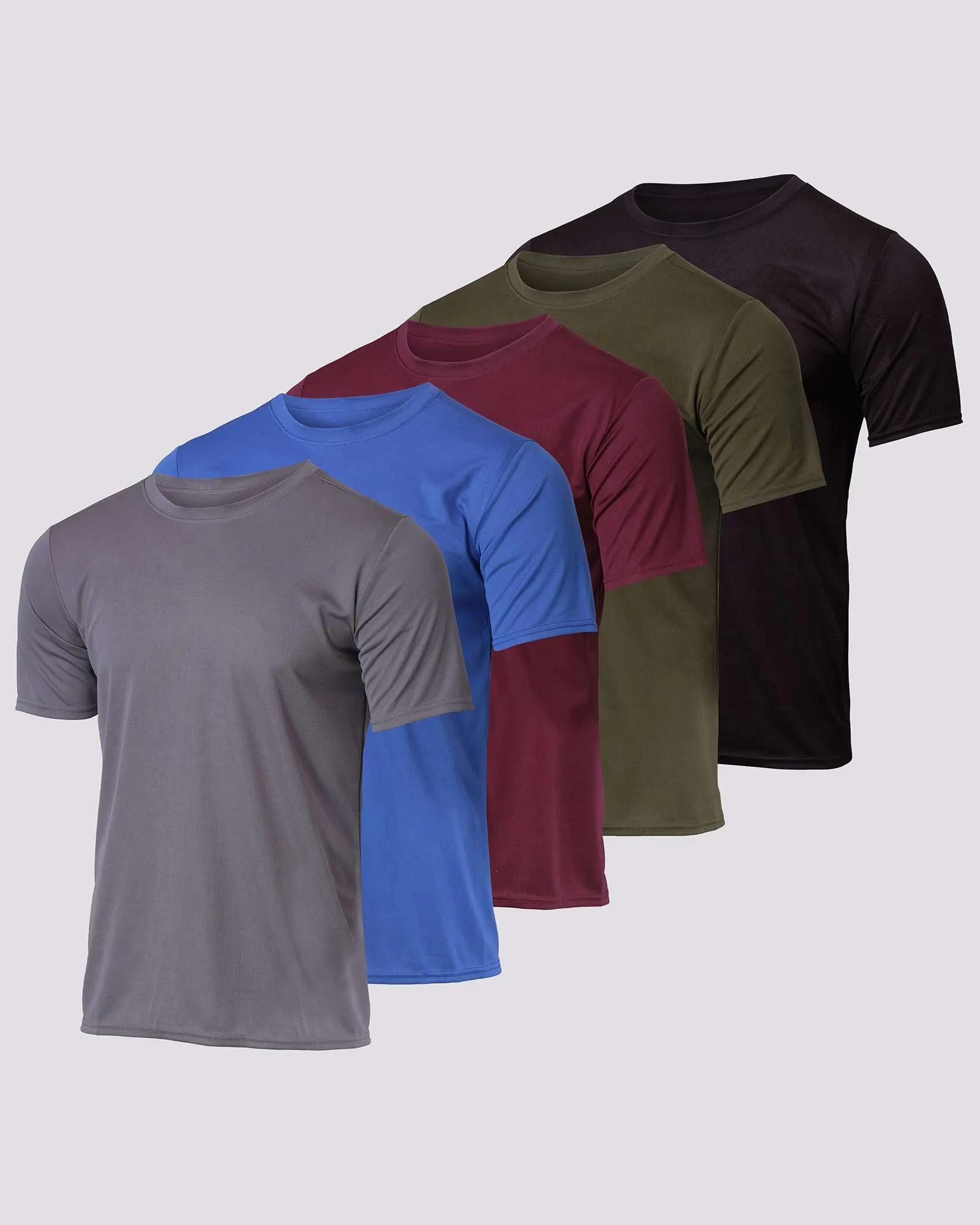 5 Pack: Men’s Mesh Short Sleeve Crew Active T-Shirt