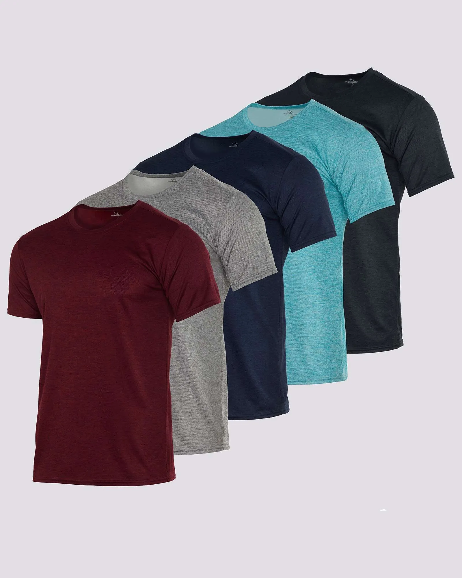 5 Pack: Men’s Mesh Short Sleeve Crew Active T-Shirt
