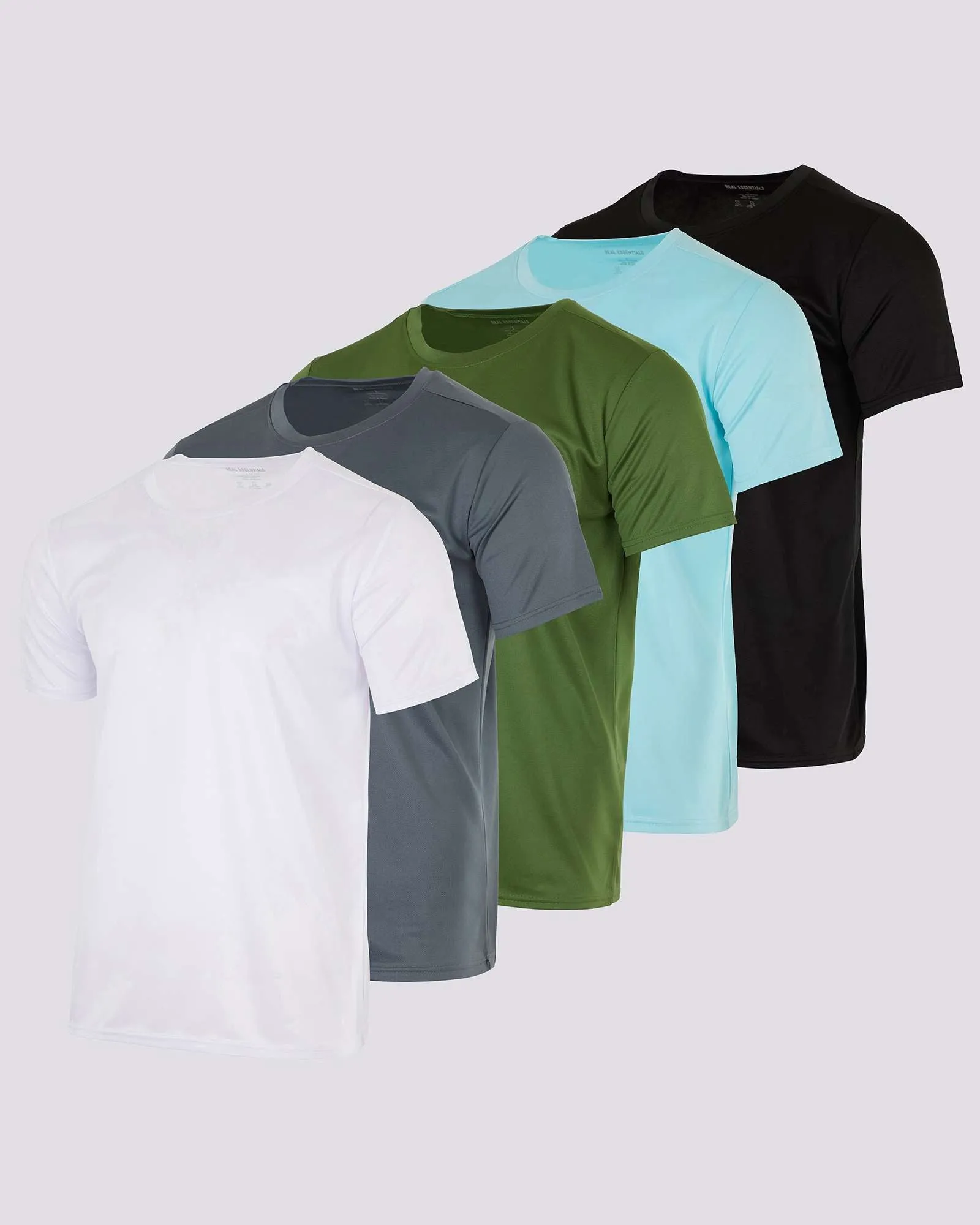 5 Pack: Men’s Mesh Short Sleeve Crew Active T-Shirt