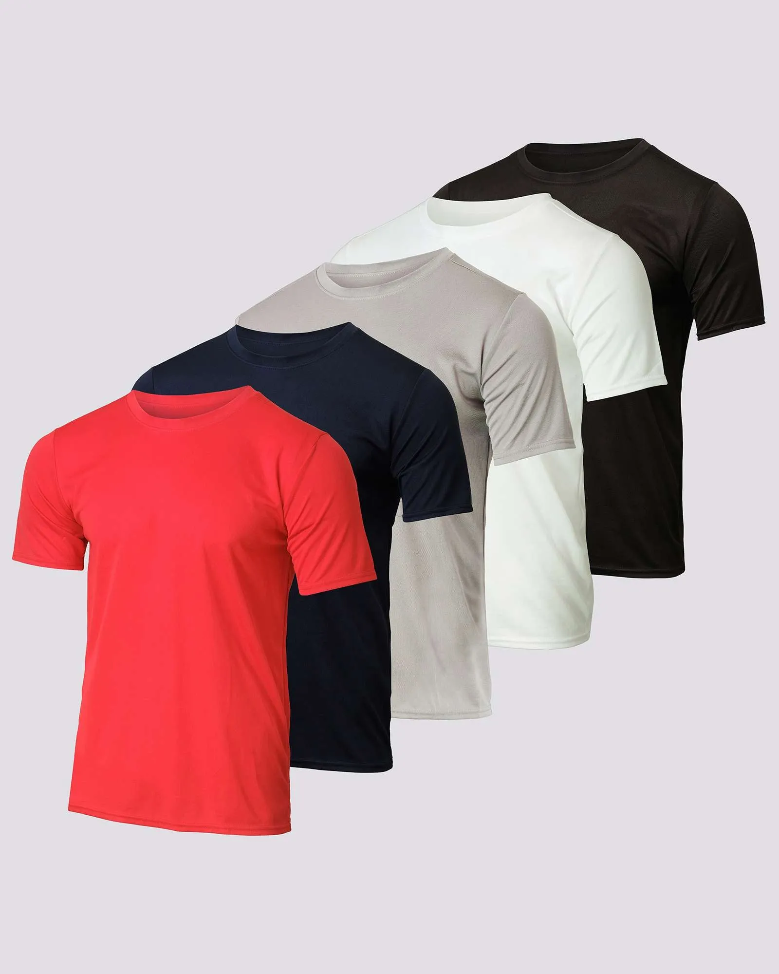 5 Pack: Men’s Mesh Short Sleeve Crew Active T-Shirt
