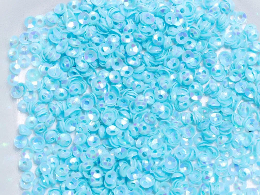 Aqua Blue Center Hole Bowl Plastic Sequins(Wholesale)