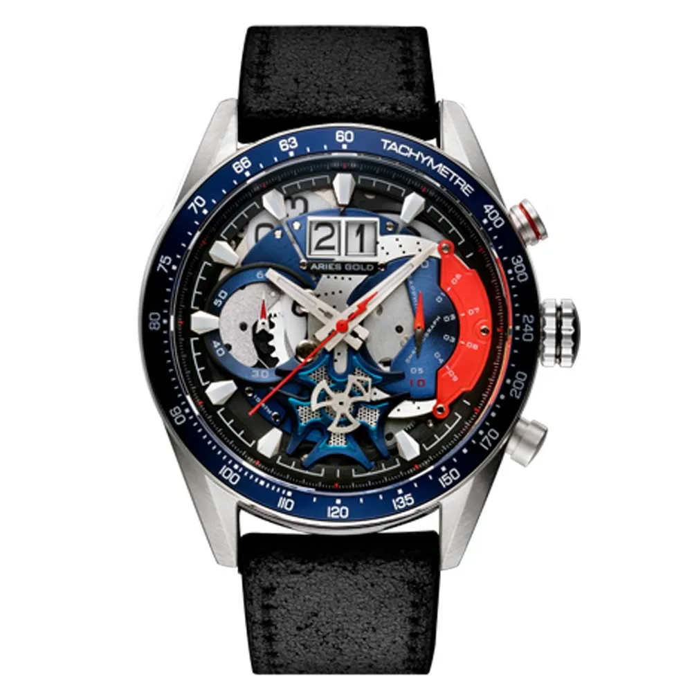 ARIES GOLD CHRONOGRAPH JOLTER SILVER STAINLESS STEEL G 7008 S-BU-L MEN'S WATCH