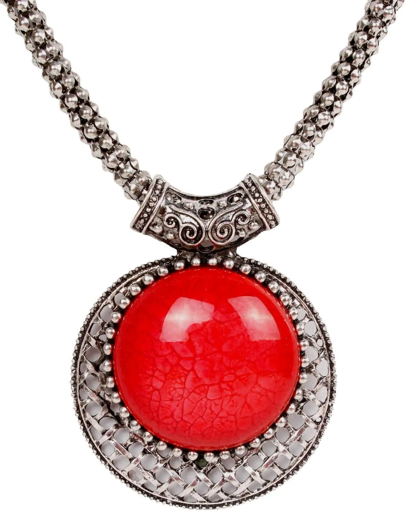 Big Agate Stones Design Imitation Fashion Metal Pendant with Long Chain For Girls
