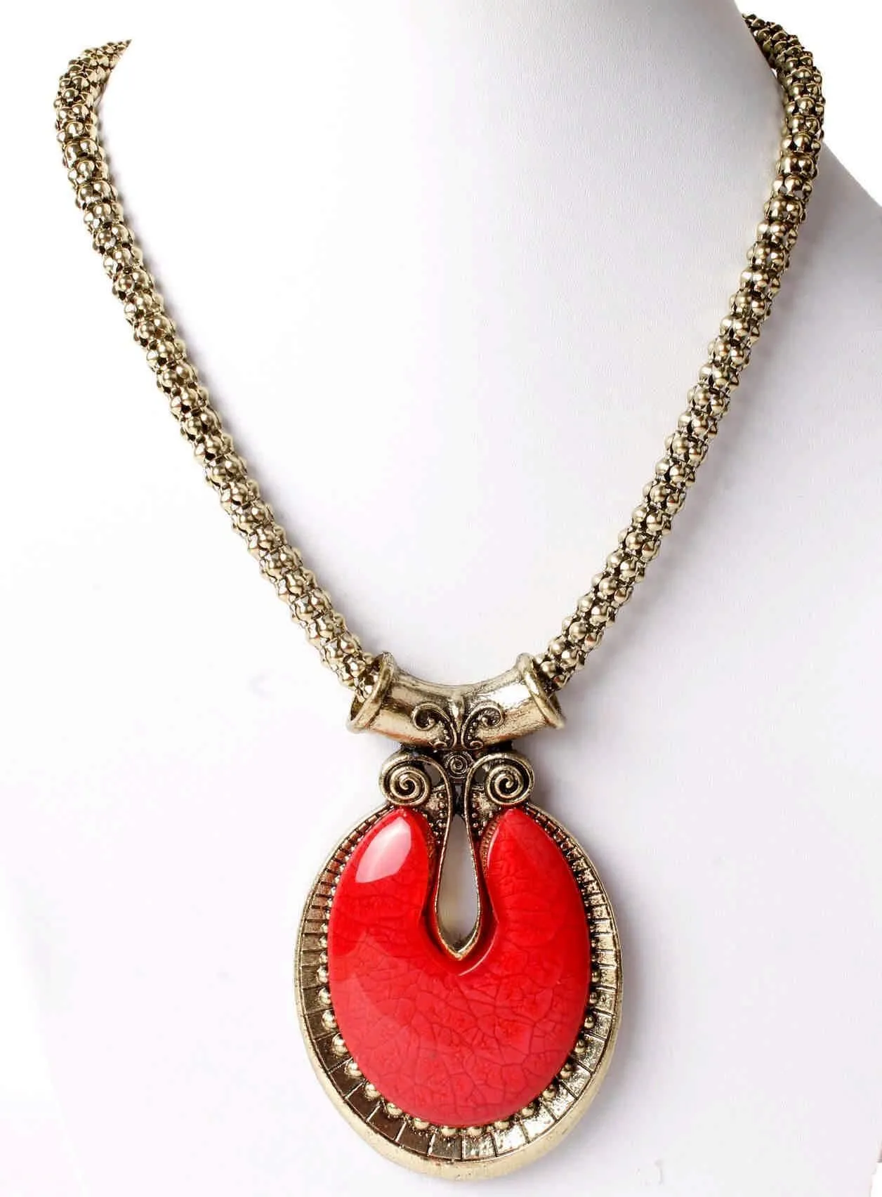 Big Agate Stones Design Imitation Fashion Metal Pendant with Long Chain For Girls