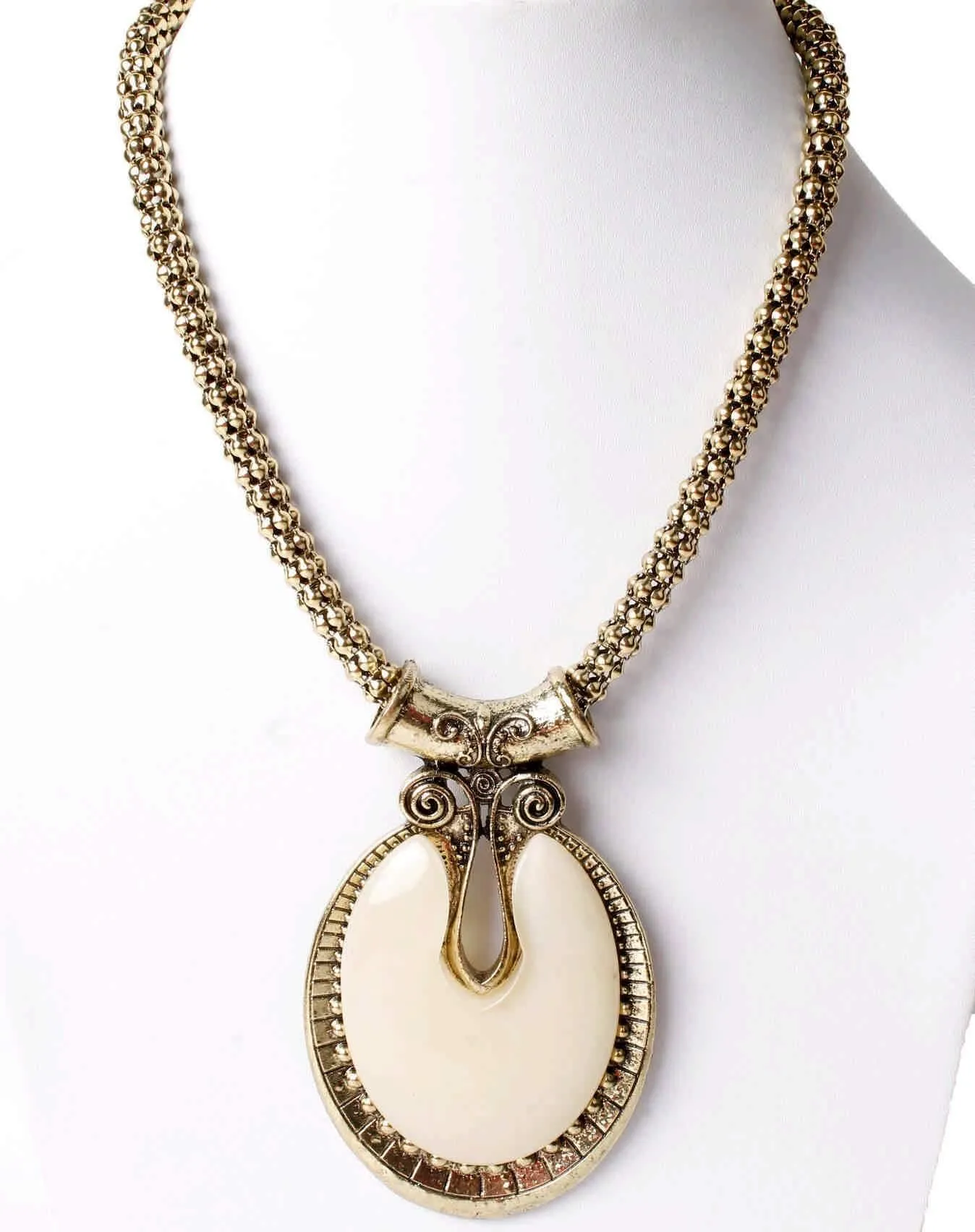 Big Agate Stones Design Imitation Fashion Metal Pendant with Long Chain For Girls