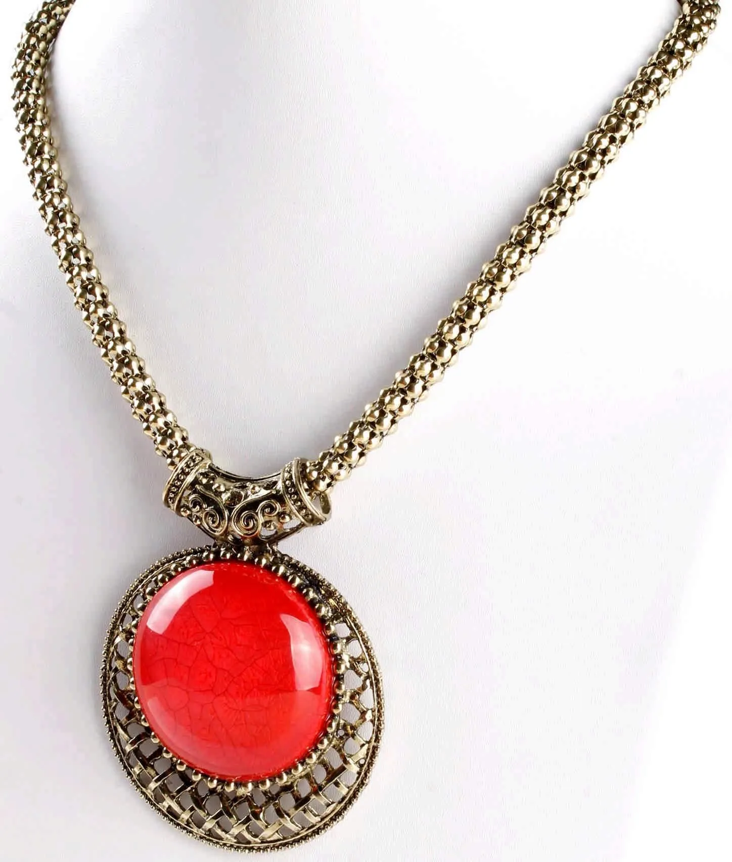 Big Agate Stones Design Imitation Fashion Metal Pendant with Long Chain For Girls