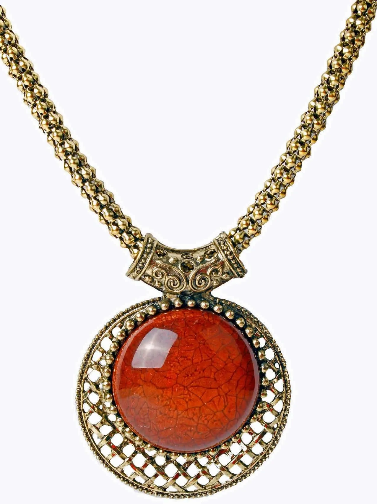 Big Agate Stones Design Imitation Fashion Metal Pendant with Long Chain For Girls