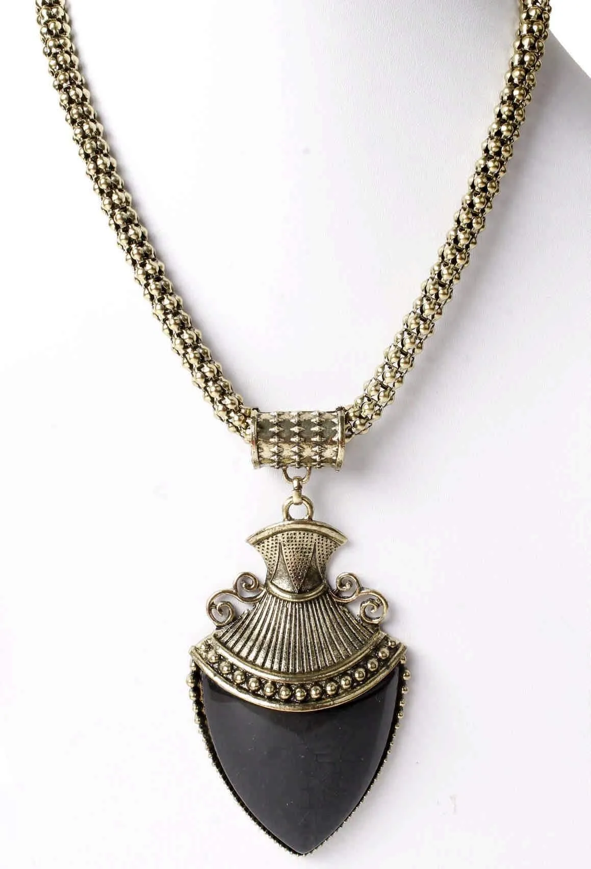 Big Agate Stones Design Imitation Fashion Metal Pendant with Long Chain For Girls