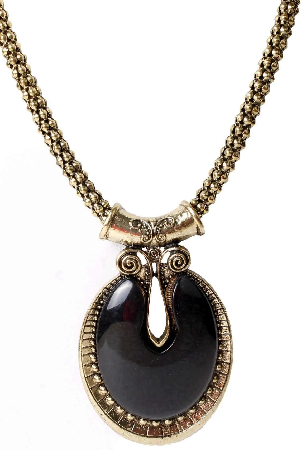 Big Agate Stones Design Imitation Fashion Metal Pendant with Long Chain For Girls