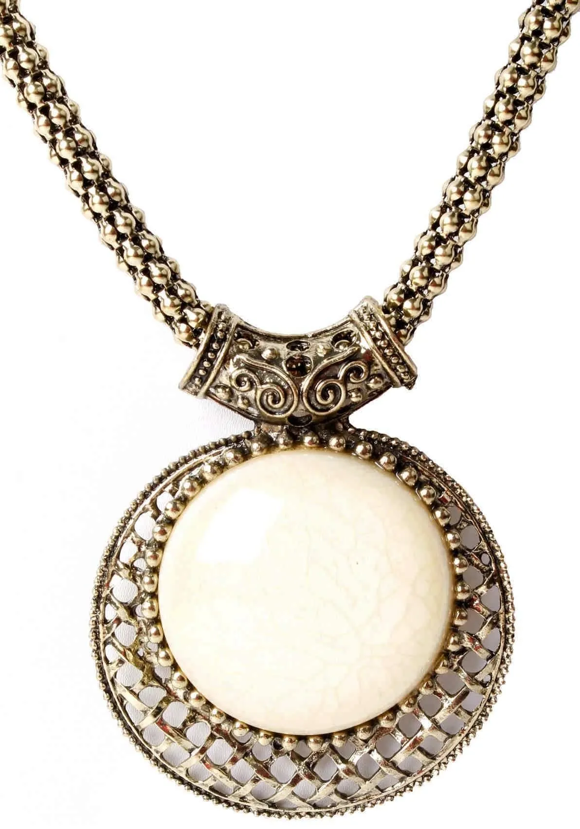 Big Agate Stones Design Imitation Fashion Metal Pendant with Long Chain For Girls