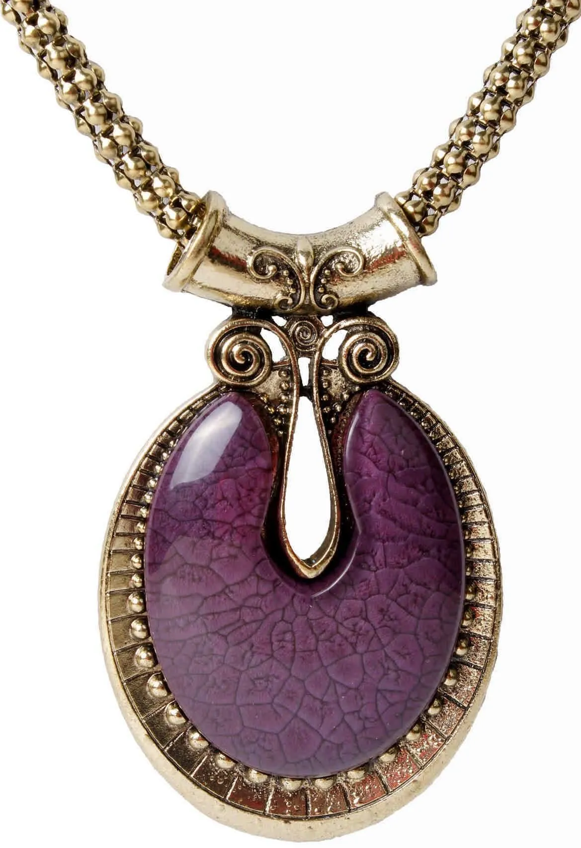 Big Agate Stones Design Imitation Fashion Metal Pendant with Long Chain For Girls