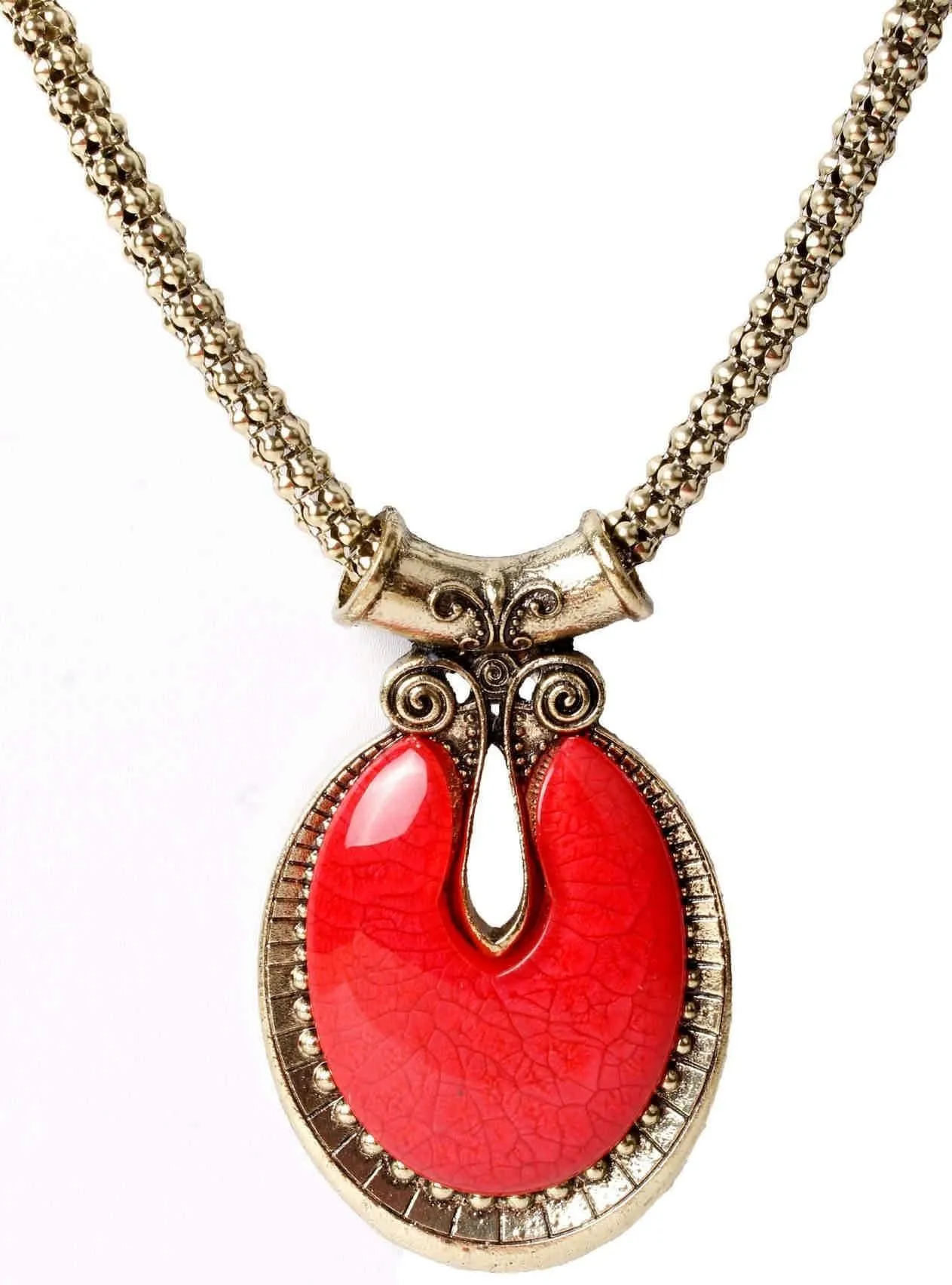 Big Agate Stones Design Imitation Fashion Metal Pendant with Long Chain For Girls