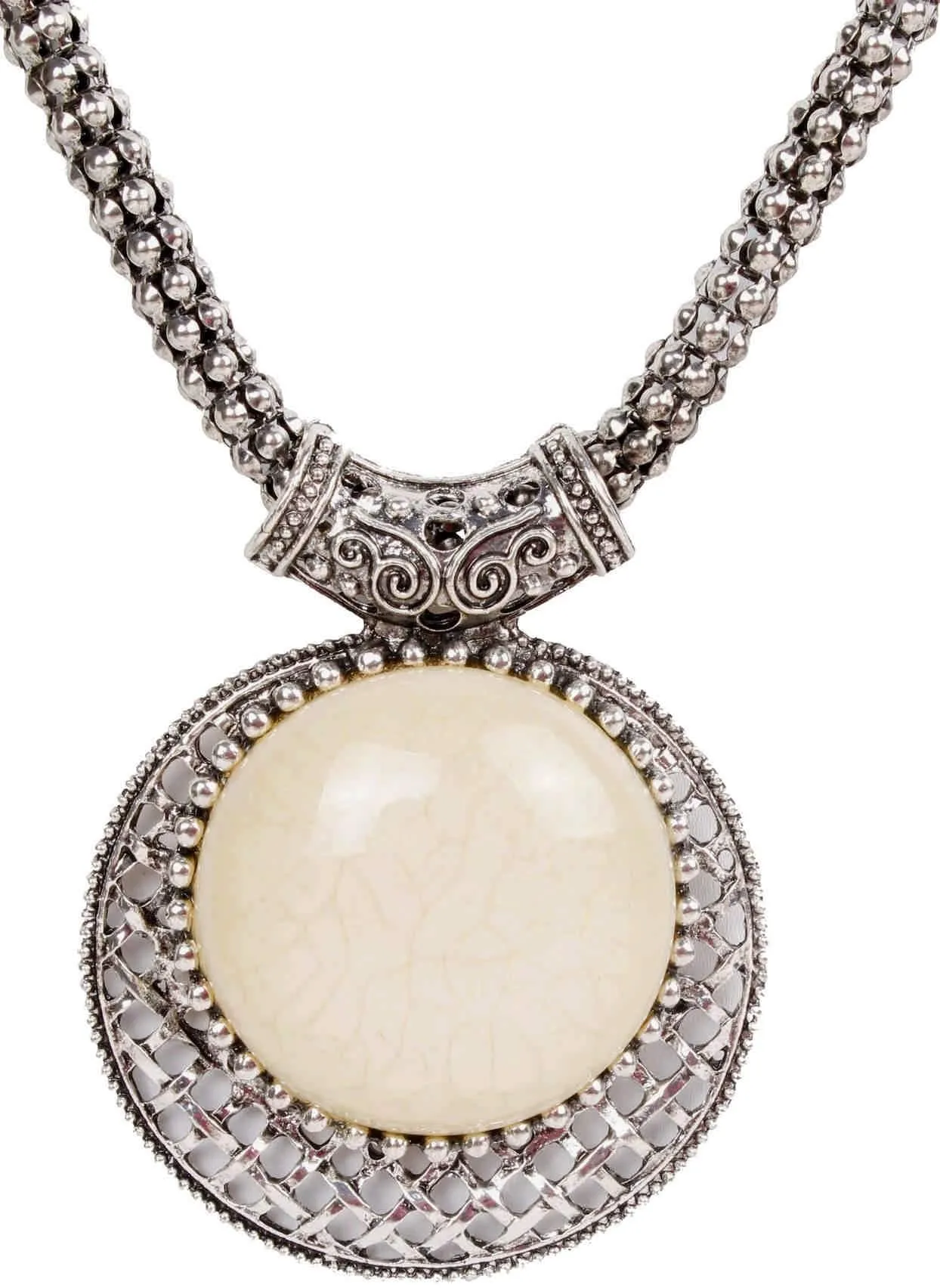 Big Agate Stones Design Imitation Fashion Metal Pendant with Long Chain For Girls