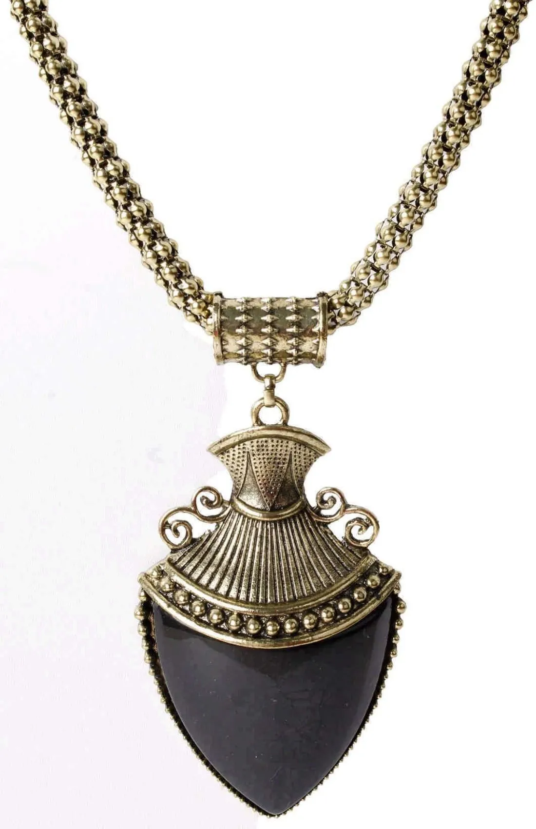 Big Agate Stones Design Imitation Fashion Metal Pendant with Long Chain For Girls