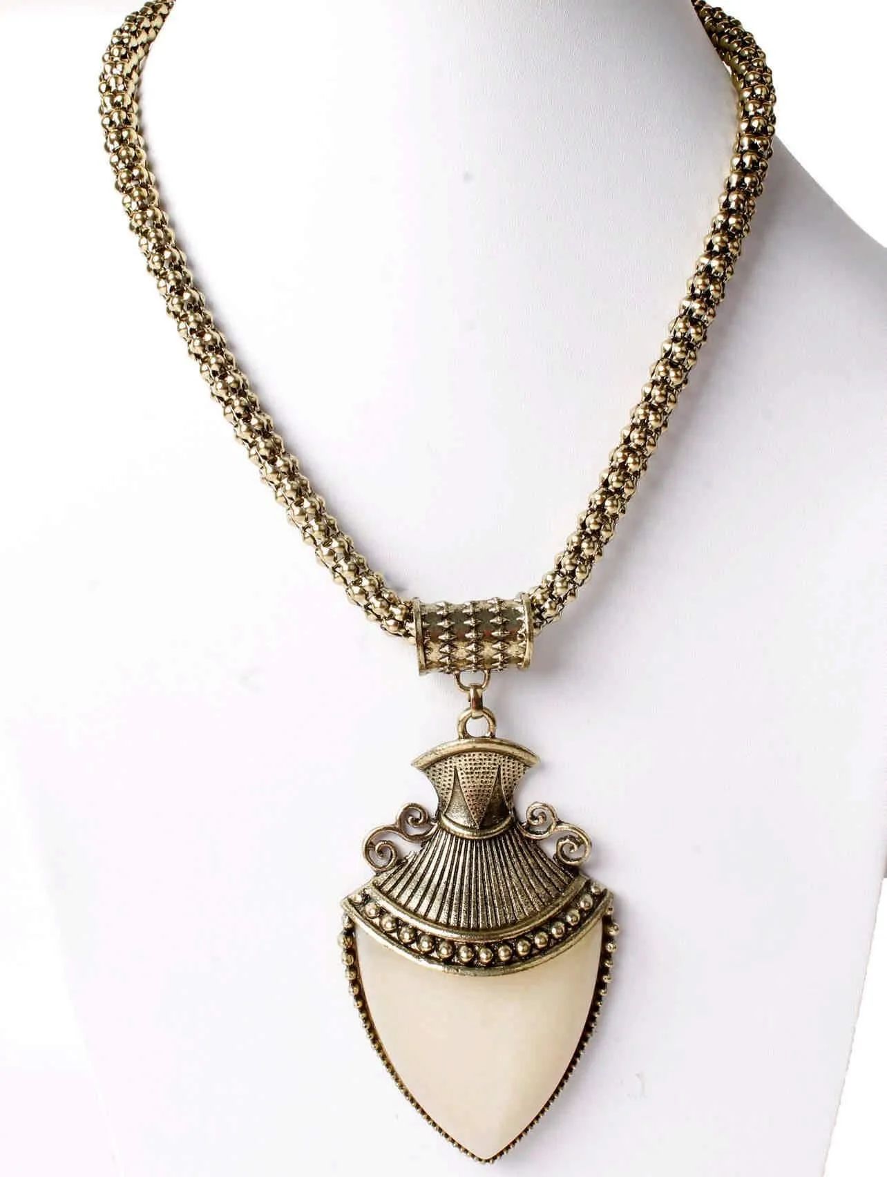Big Agate Stones Design Imitation Fashion Metal Pendant with Long Chain For Girls