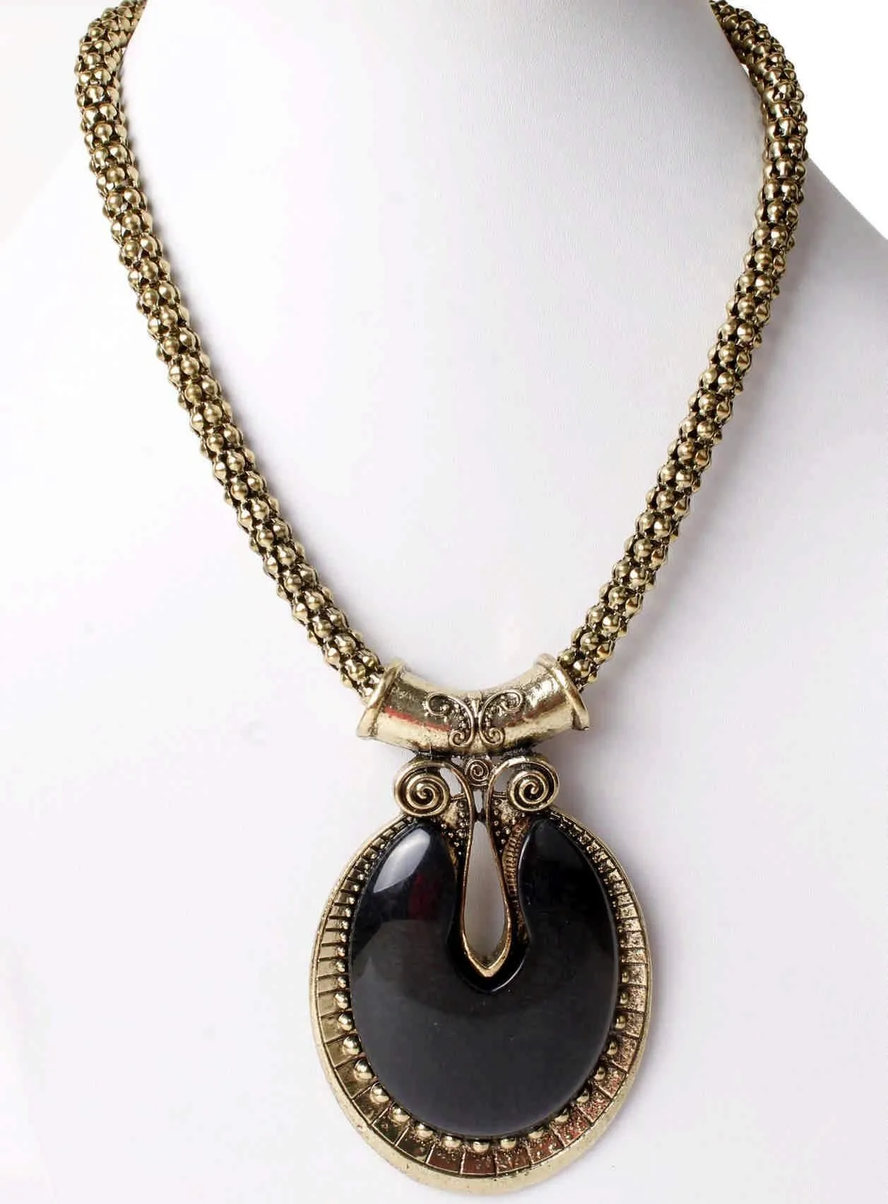 Big Agate Stones Design Imitation Fashion Metal Pendant with Long Chain For Girls