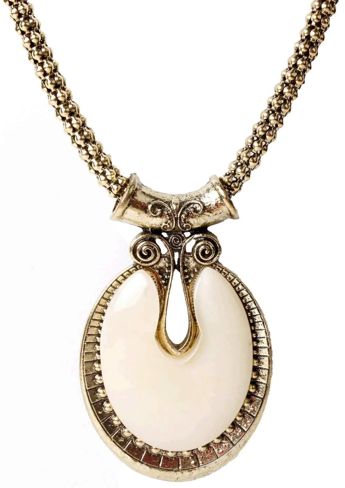 Big Agate Stones Design Imitation Fashion Metal Pendant with Long Chain For Girls