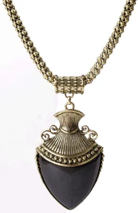 Big Agate Stones Design Imitation Fashion Metal Pendant with Long Chain For Girls