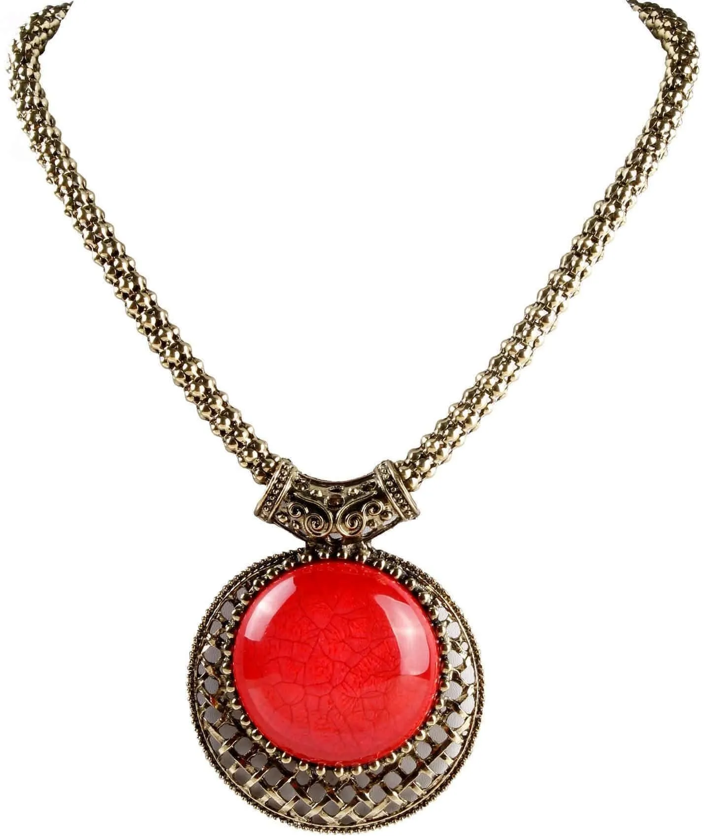 Big Agate Stones Design Imitation Fashion Metal Pendant with Long Chain For Girls