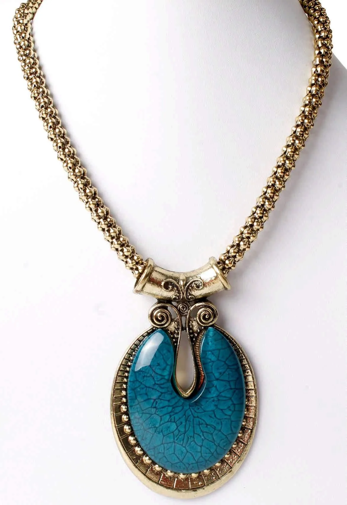 Big Agate Stones Design Imitation Fashion Metal Pendant with Long Chain For Girls