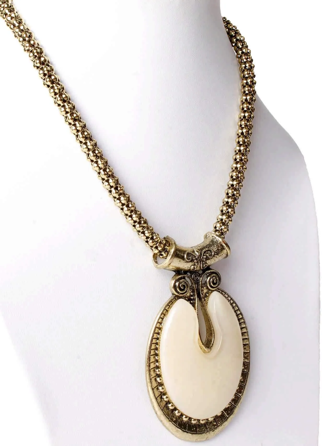 Big Agate Stones Design Imitation Fashion Metal Pendant with Long Chain For Girls