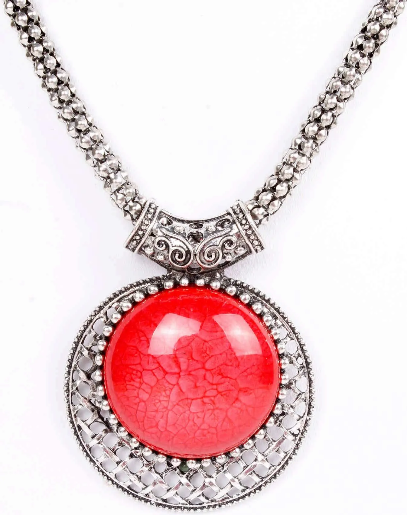 Big Agate Stones Design Imitation Fashion Metal Pendant with Long Chain For Girls