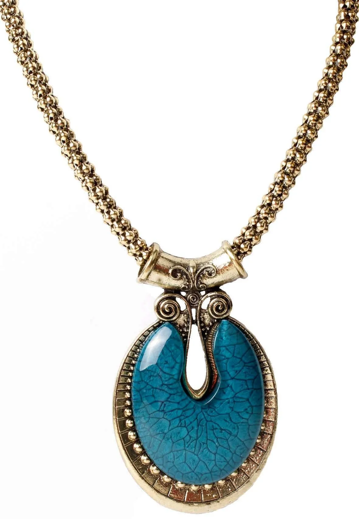 Big Agate Stones Design Imitation Fashion Metal Pendant with Long Chain For Girls