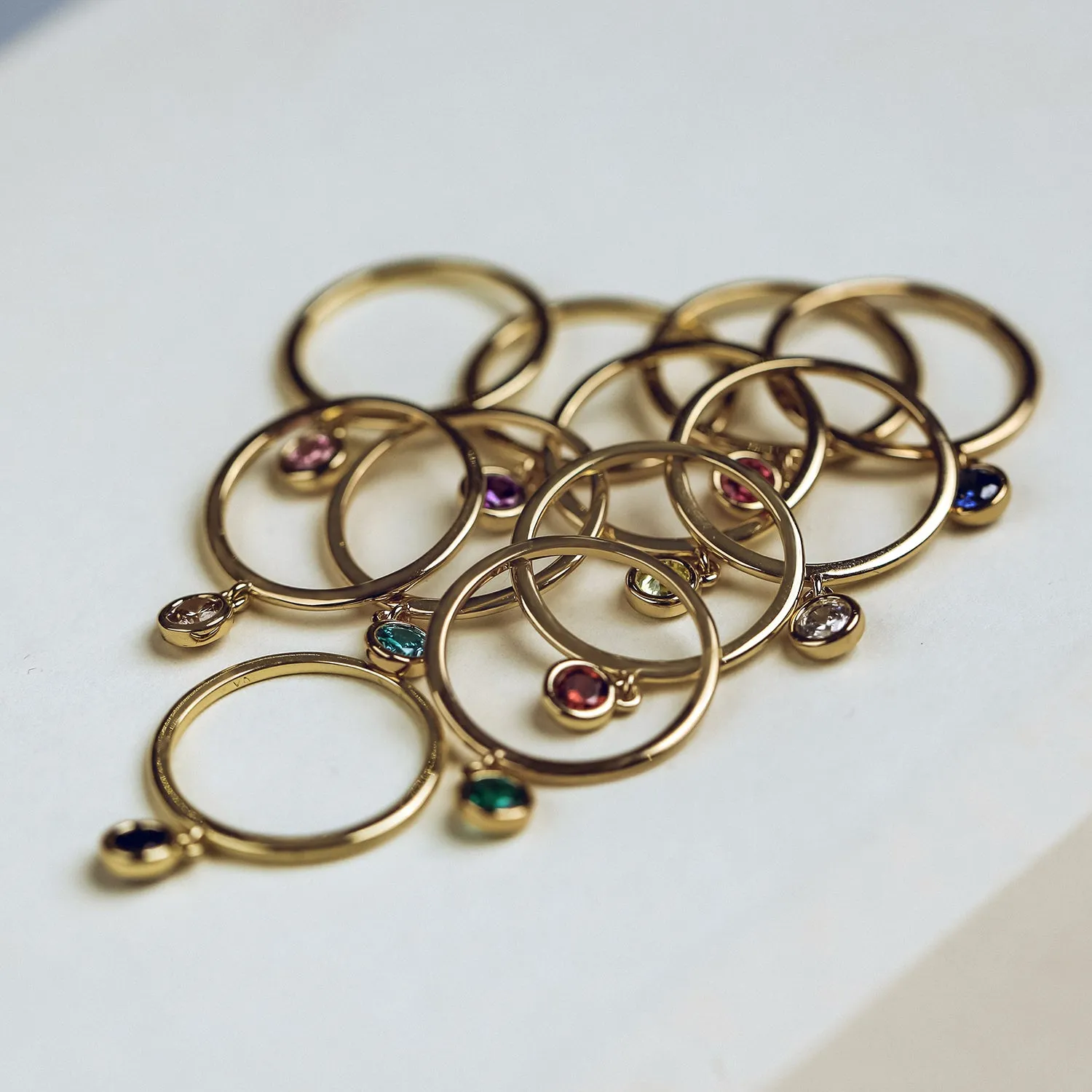 Birth Stone Charm Ring