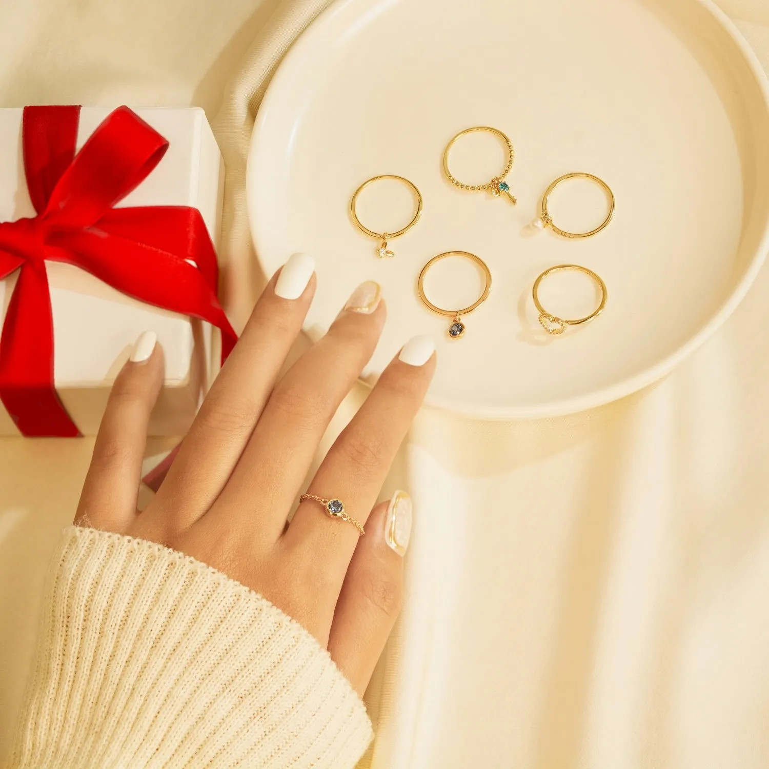 Birth Stone Charm Ring