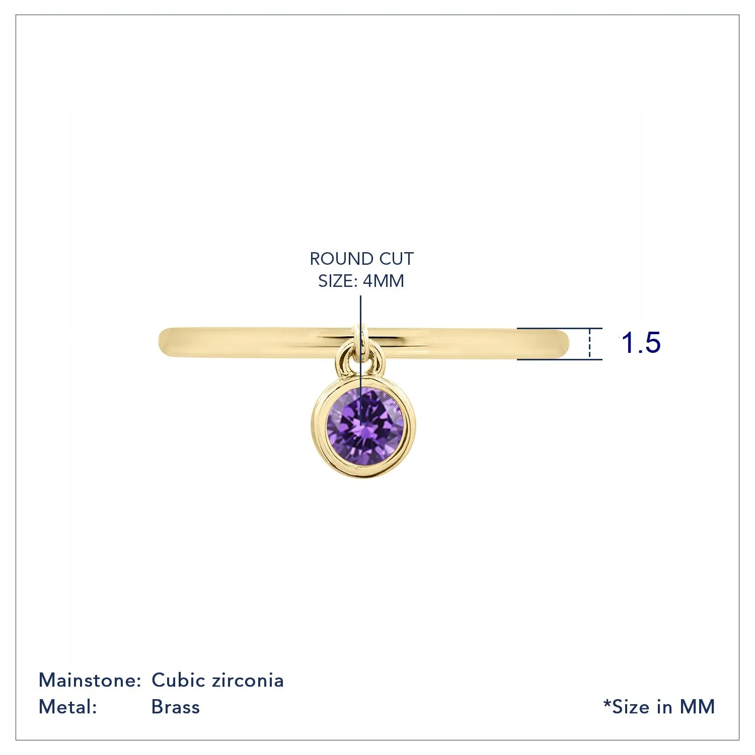 Birth Stone Charm Ring