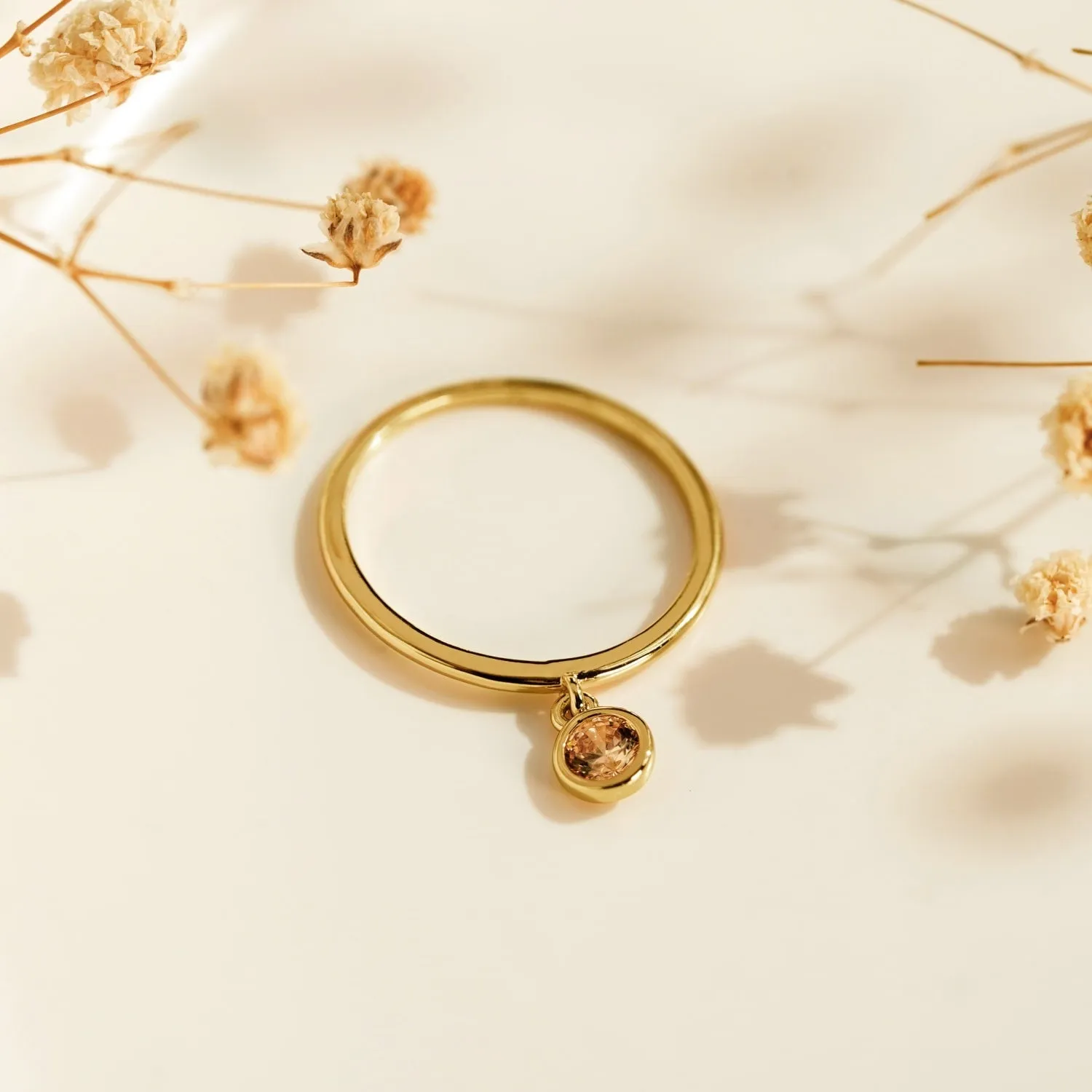 Birth Stone Charm Ring