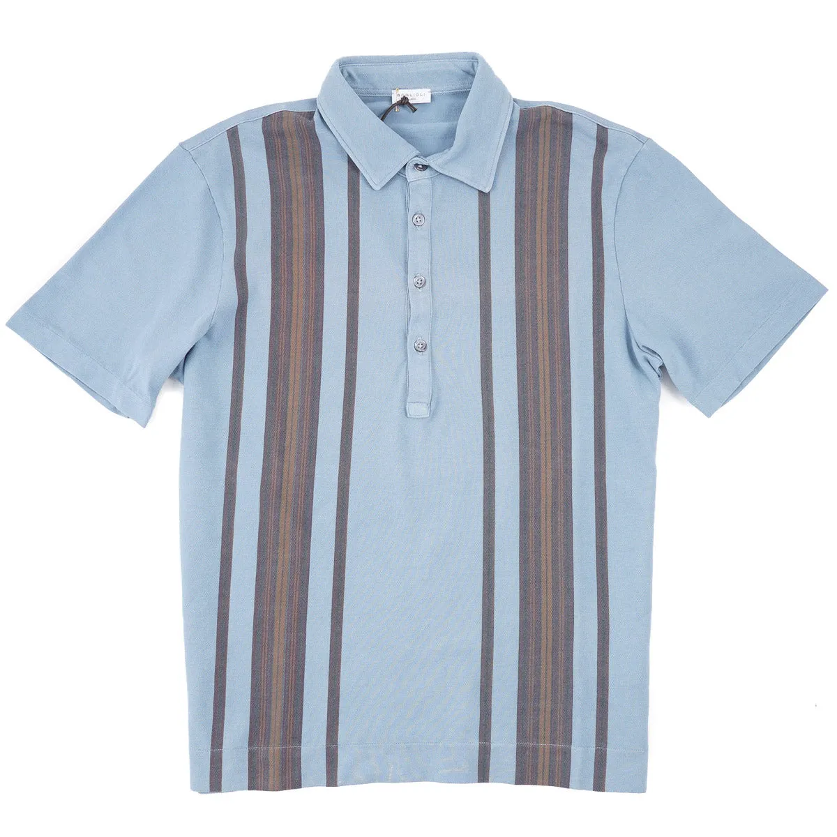 Boglioli Striped Pique Cotton Polo Shirt