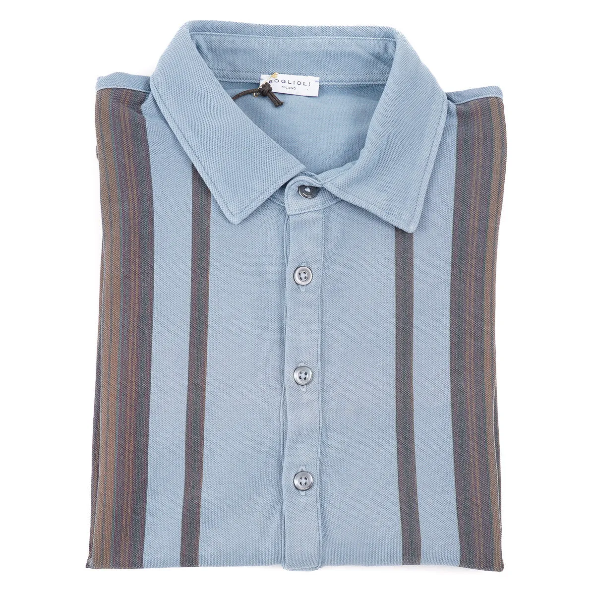 Boglioli Striped Pique Cotton Polo Shirt