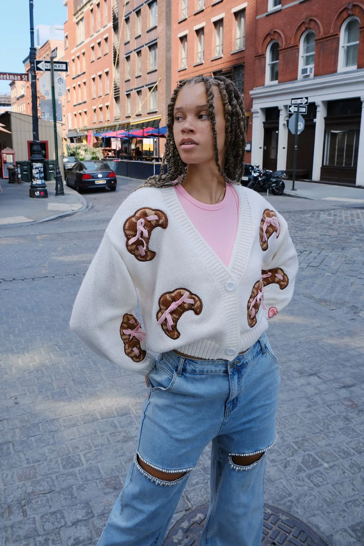 Bows and Croissants Puff Cardigan
