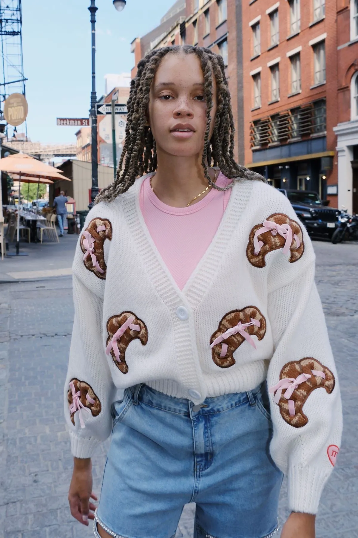 Bows and Croissants Puff Cardigan