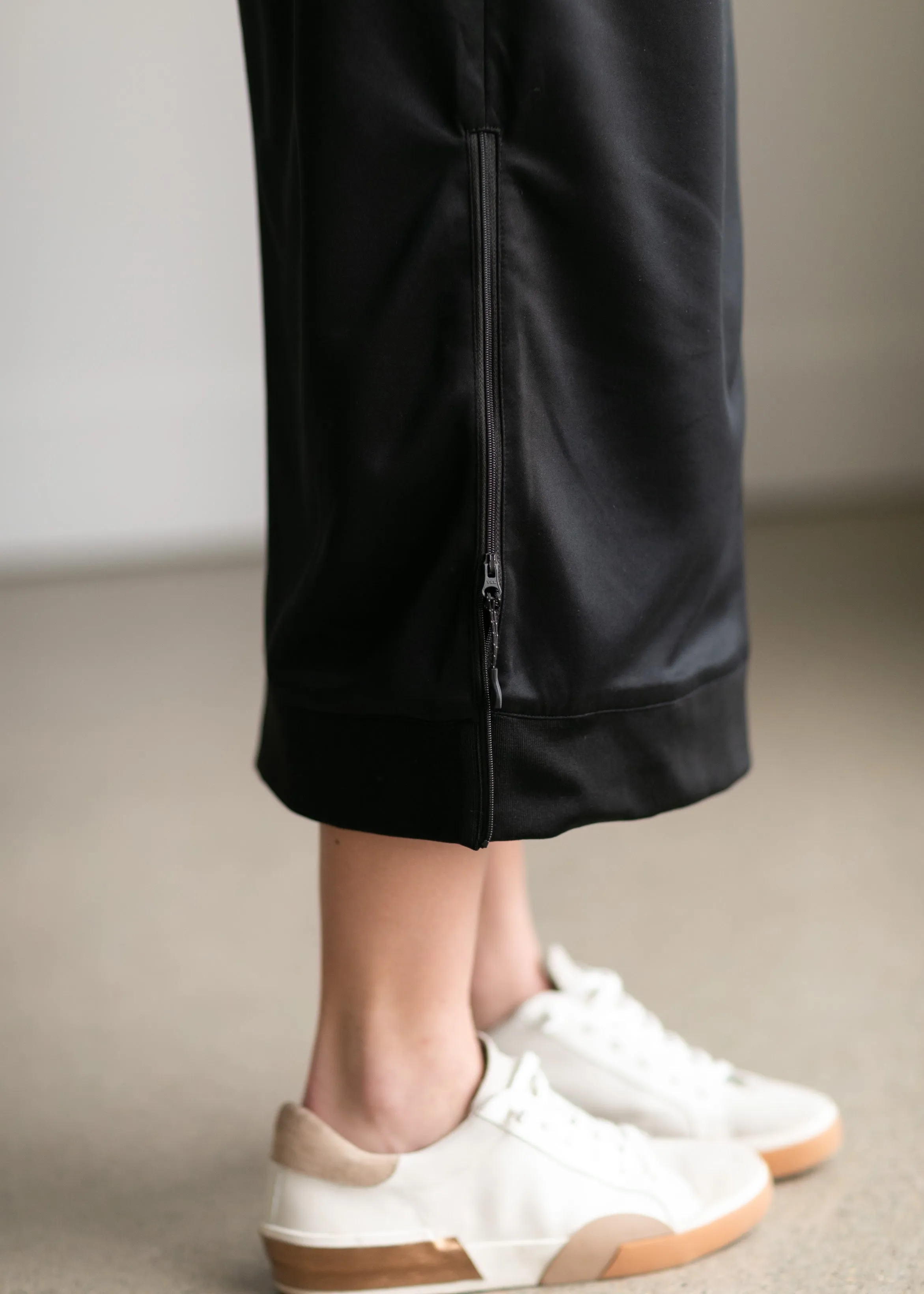 Bradi Black Side Zipper Midi Skirt - FINAL SALE