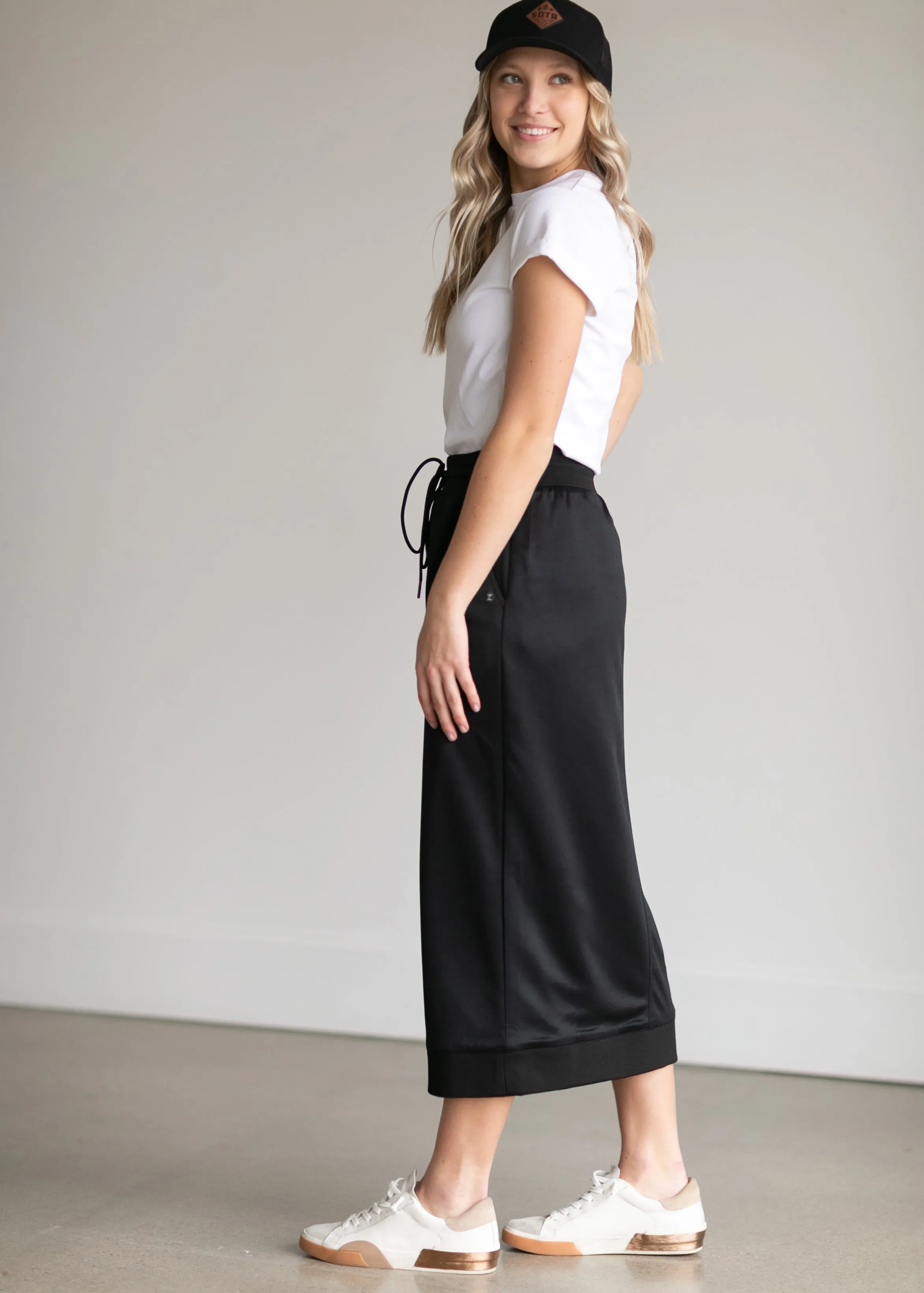 Bradi Black Side Zipper Midi Skirt - FINAL SALE