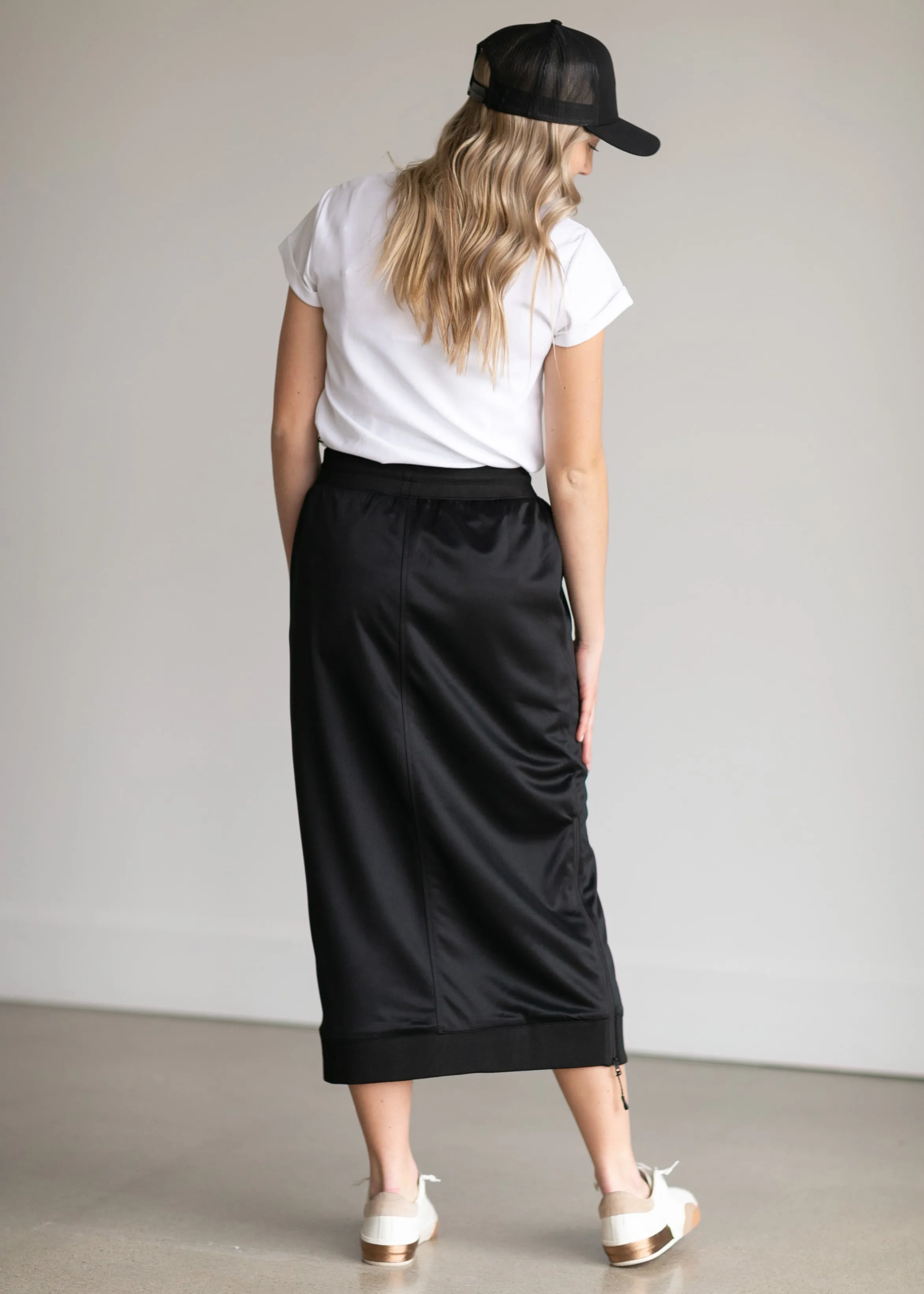 Bradi Black Side Zipper Midi Skirt - FINAL SALE
