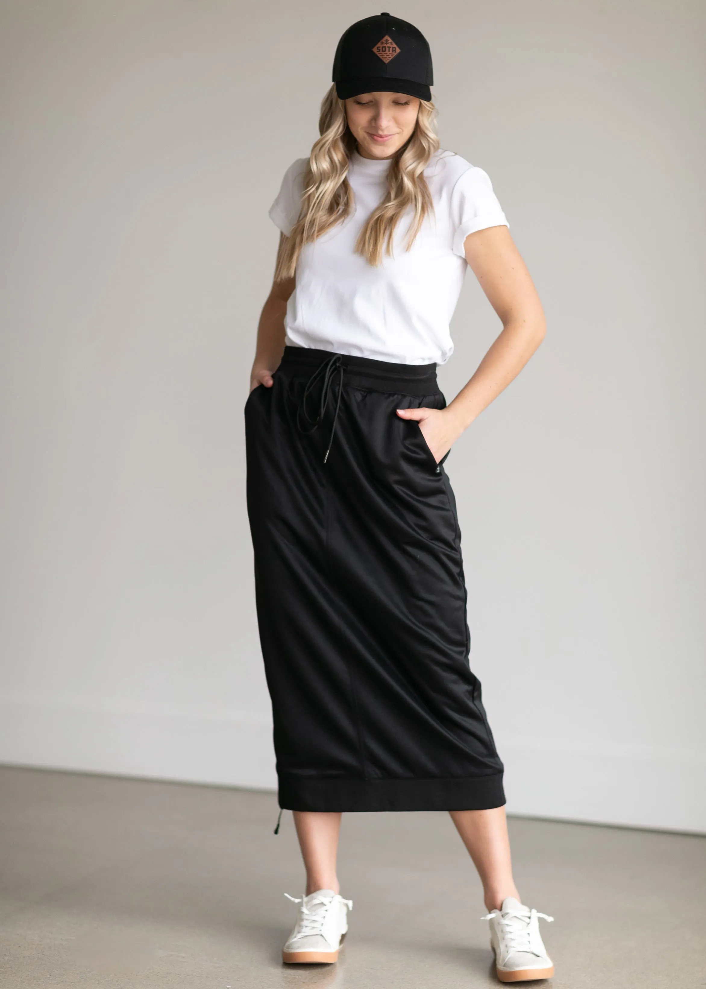 Bradi Black Side Zipper Midi Skirt - FINAL SALE