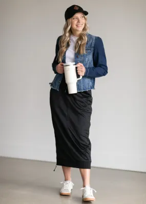 Bradi Black Side Zipper Midi Skirt - FINAL SALE