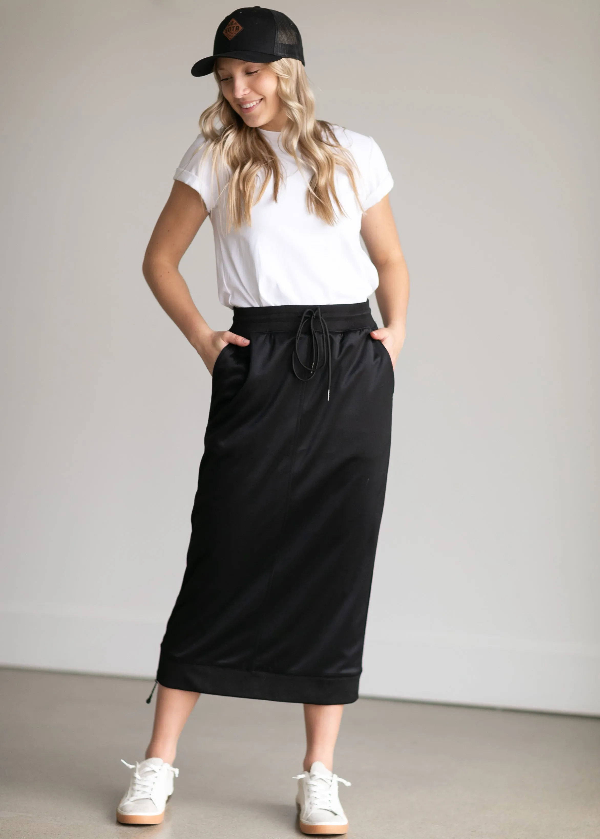 Bradi Black Side Zipper Midi Skirt - FINAL SALE