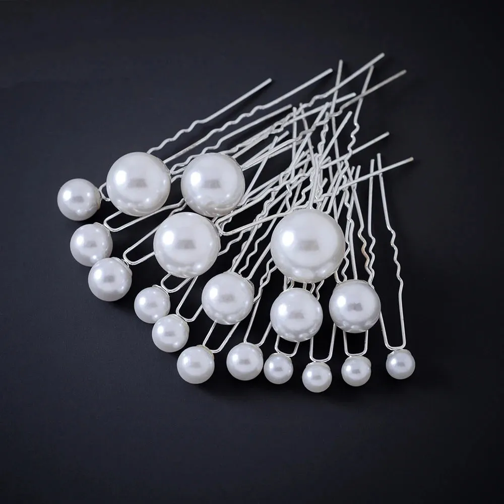 Bridal Wedding Hair Accessories Rhinestone Hair Pins Forks for Women Pearl Hairpins Bride Headpiece Party Jewelry Gift Dropship