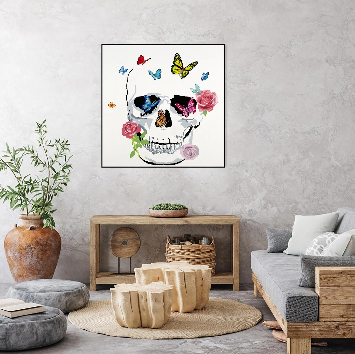 Butterfly Flower Skull