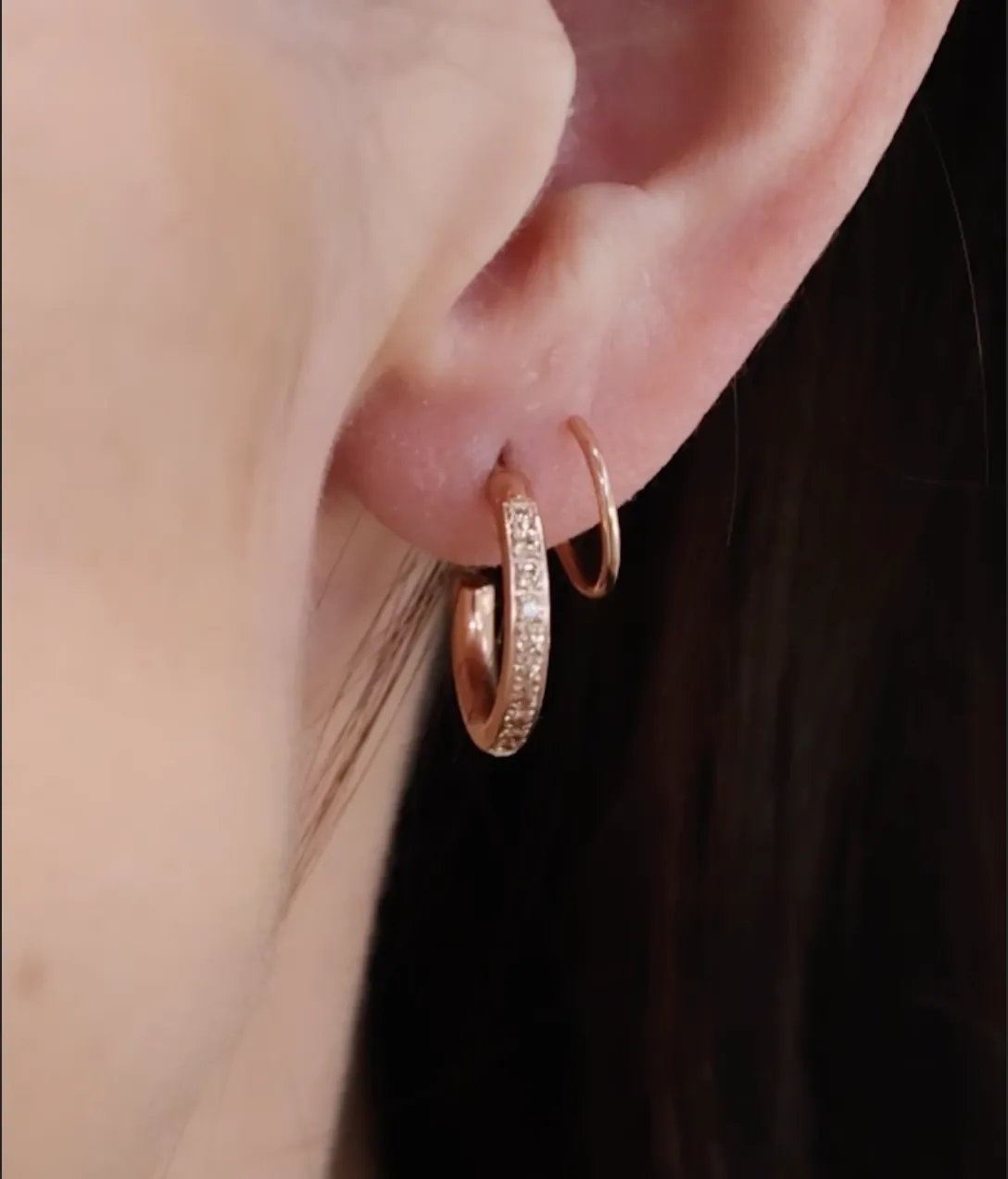 Champagne Diamond Double Twist Hoop
