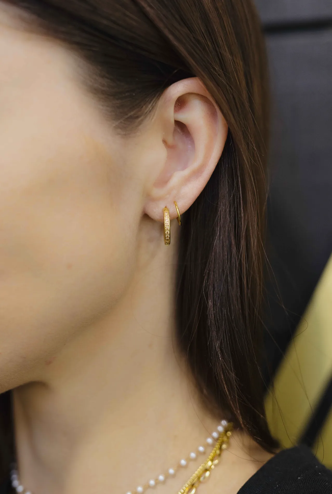 Champagne Diamond Double Twist Hoop