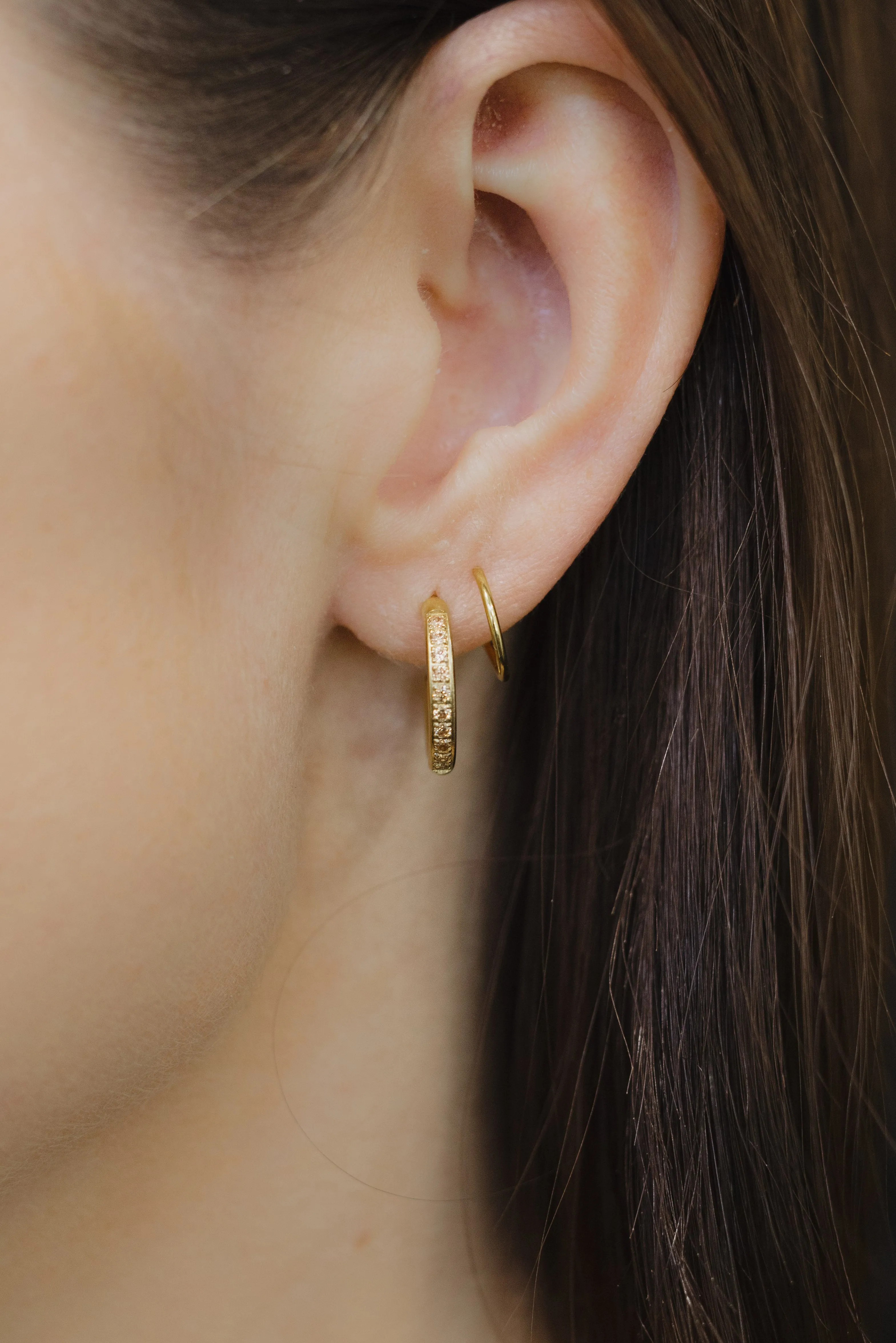 Champagne Diamond Double Twist Hoop