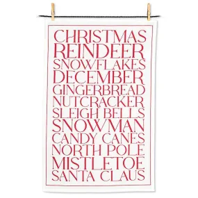 Christmas Text Kitchen Tea Towel